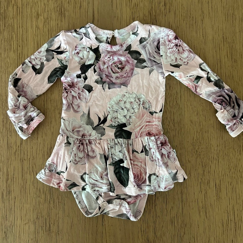 Little Bum Bums Bamboo Baby Bodysuit Twirl Dress 3-6 Months Excellent Condition